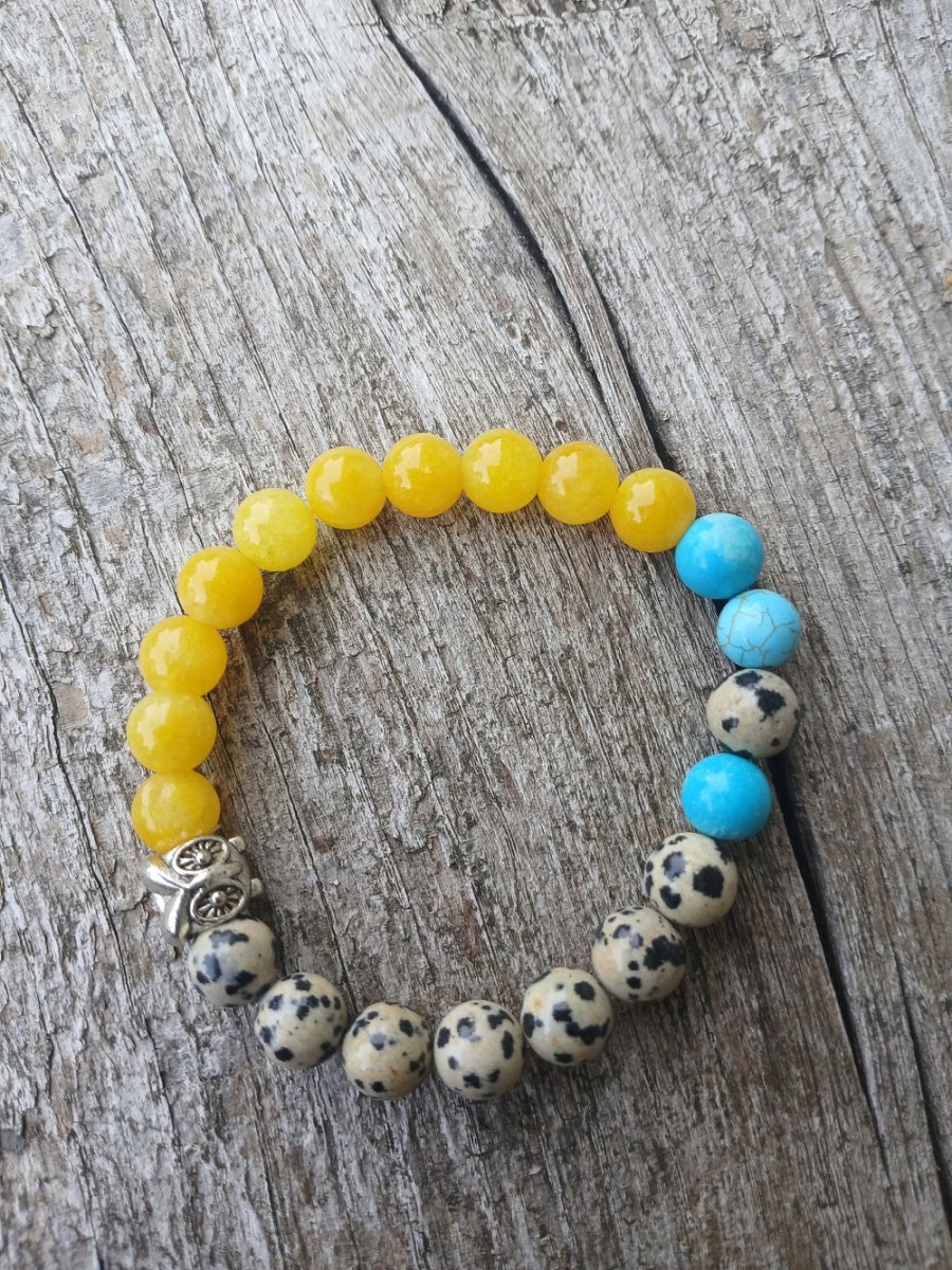 náramek jaspis, sluneční kámen, tyrkys 8 mm