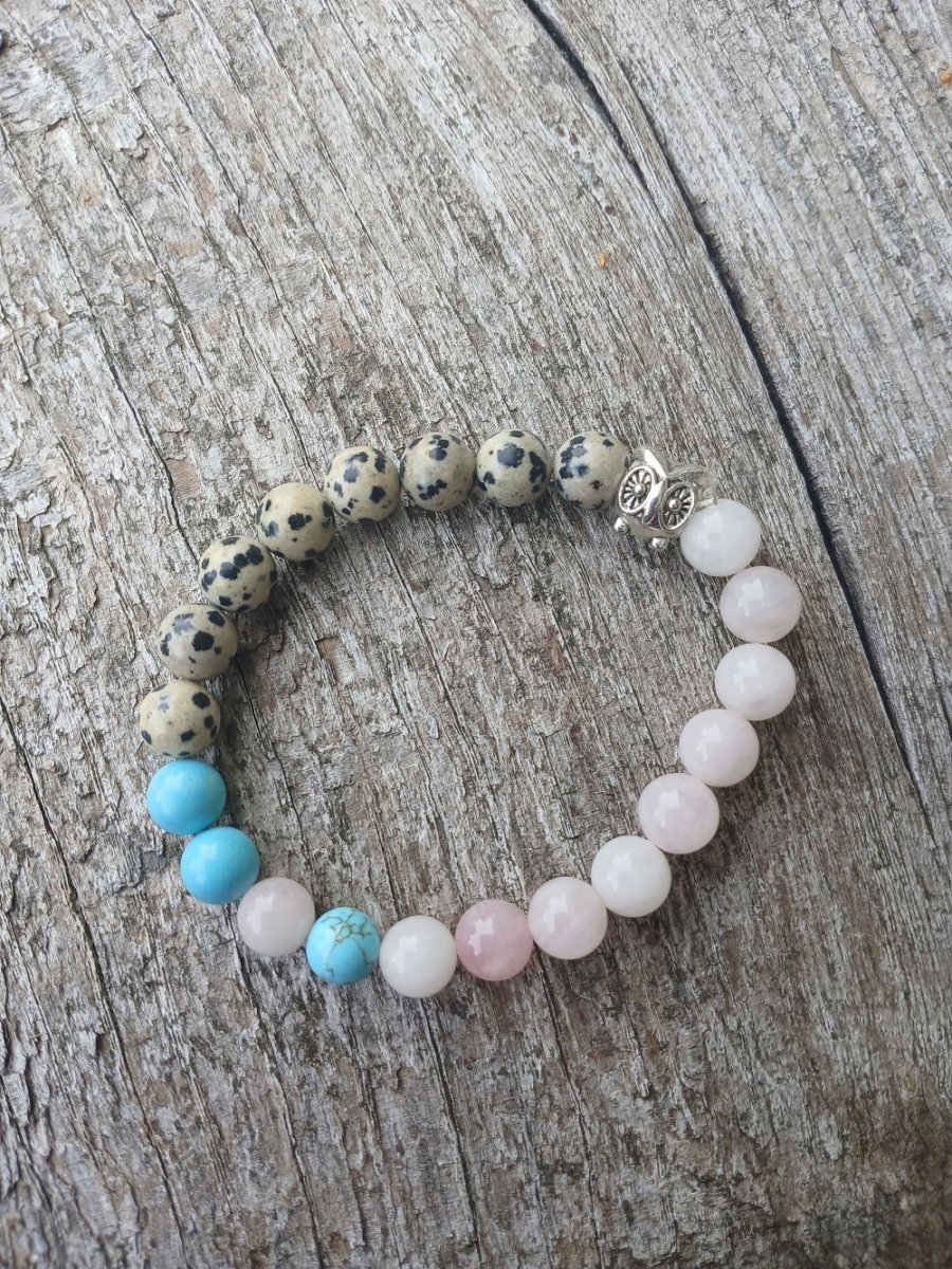 náramek jaspis, růženín, tyrkys 8 mm