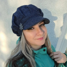 Čepice riflová bekovka s květinou