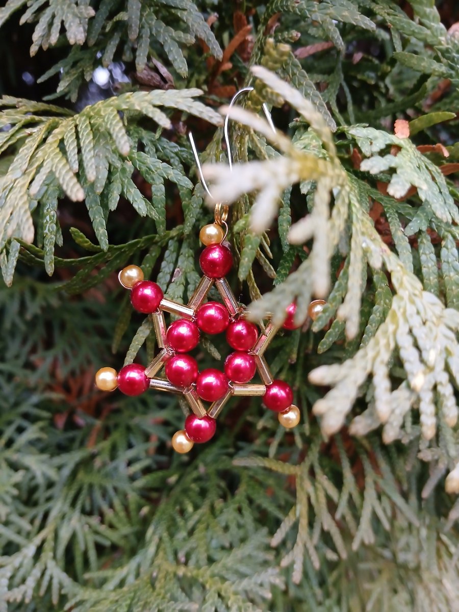 třpytivá sněhová vločka červená malá