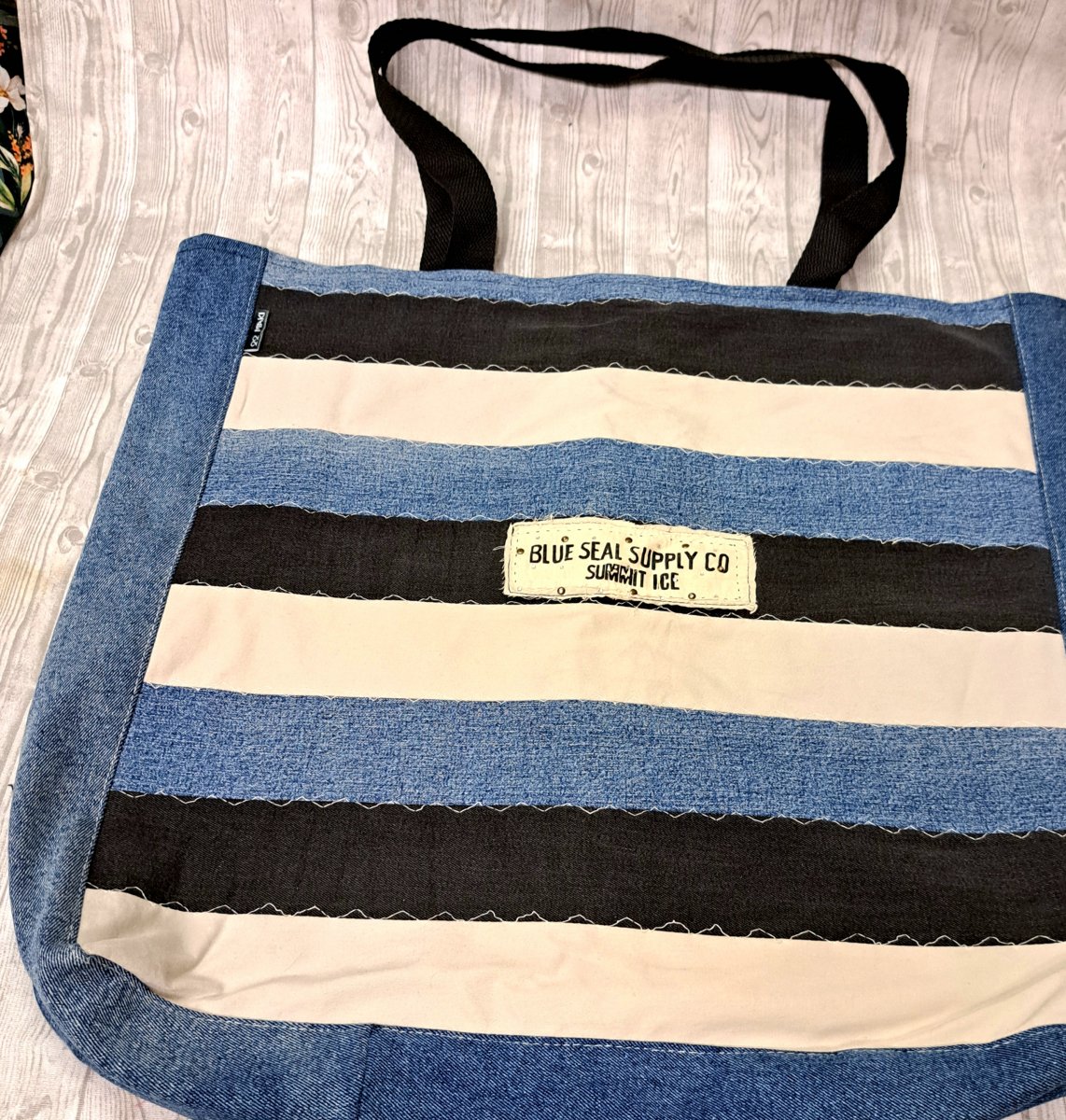 Taška nákupní riflová-pruhy