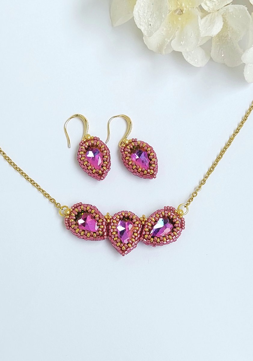 Růžový set s kapkami