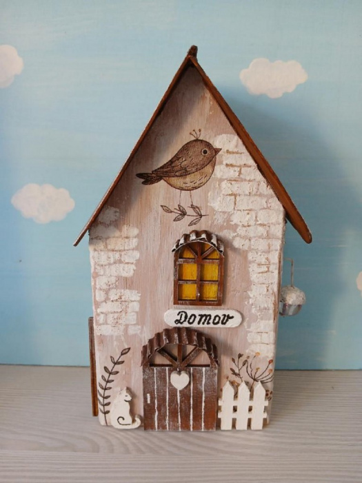 Dřevěný dekorativní domeček č.5 - 10 x 20 x 6 cm