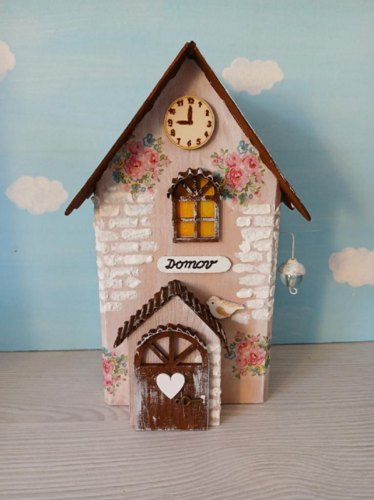 Dřevěný dekorativní domeček č.8 - 10 x 20 x 6 cm