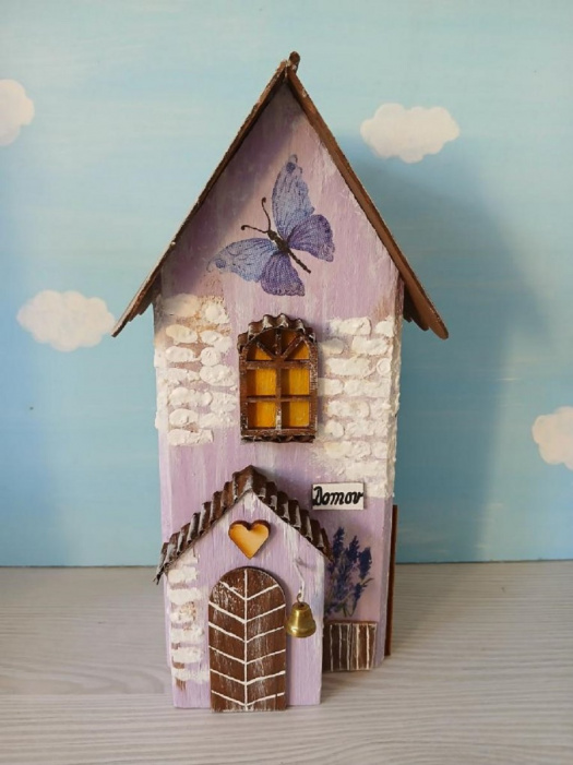 Dřevěný dekorativní domeček č.12 - 8 x 20 x 6 cm
