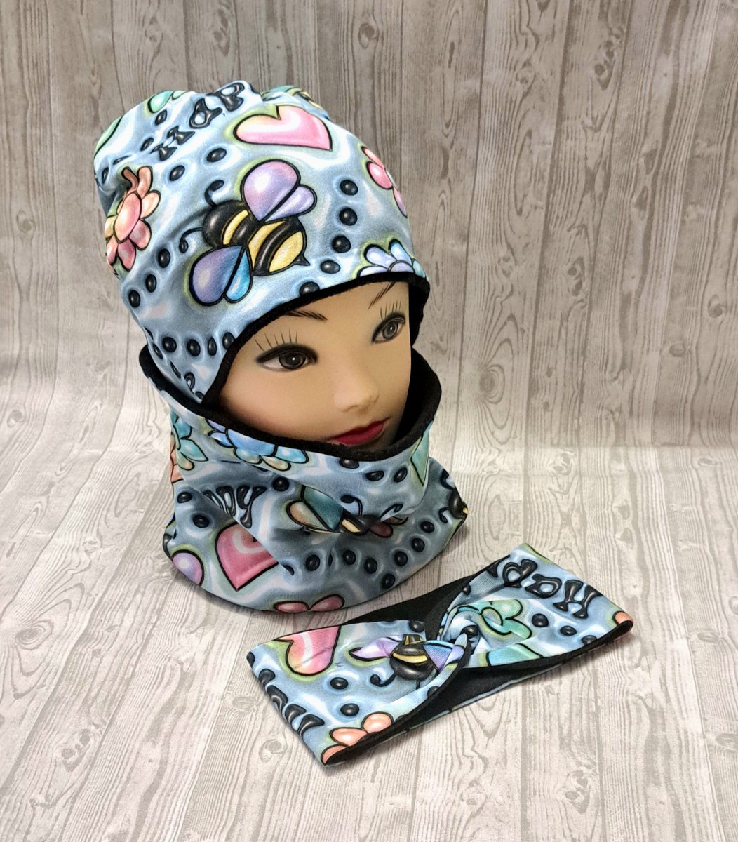 Čepice -včelky srdíčka 