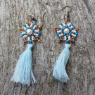 šité náušnice modré hvězdičky