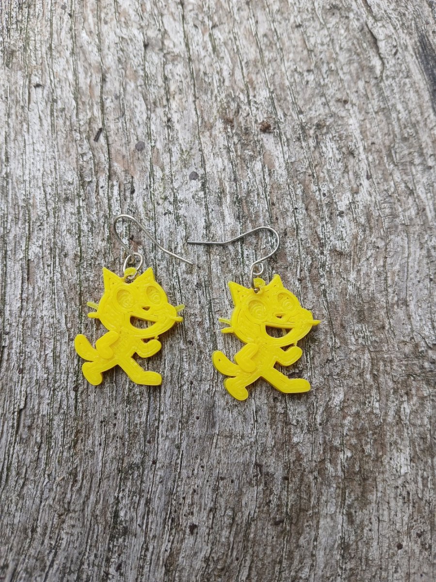 náušnice kočičky ve žluté