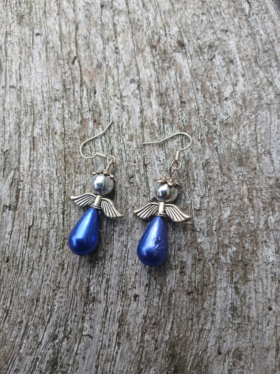 náušnice andělské - modrý andílek