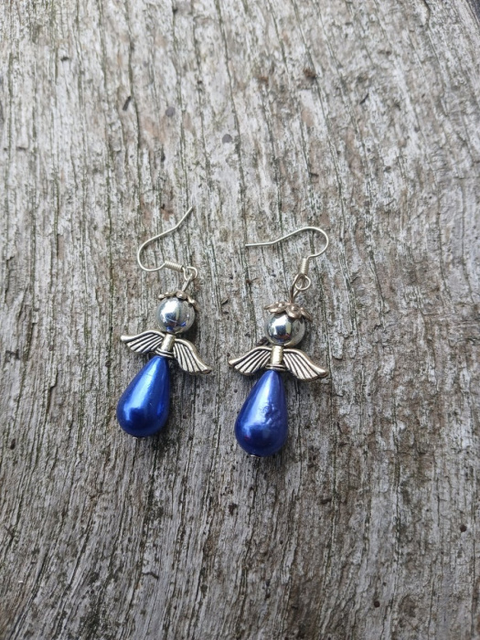 náušnice andělské - modrý andílek