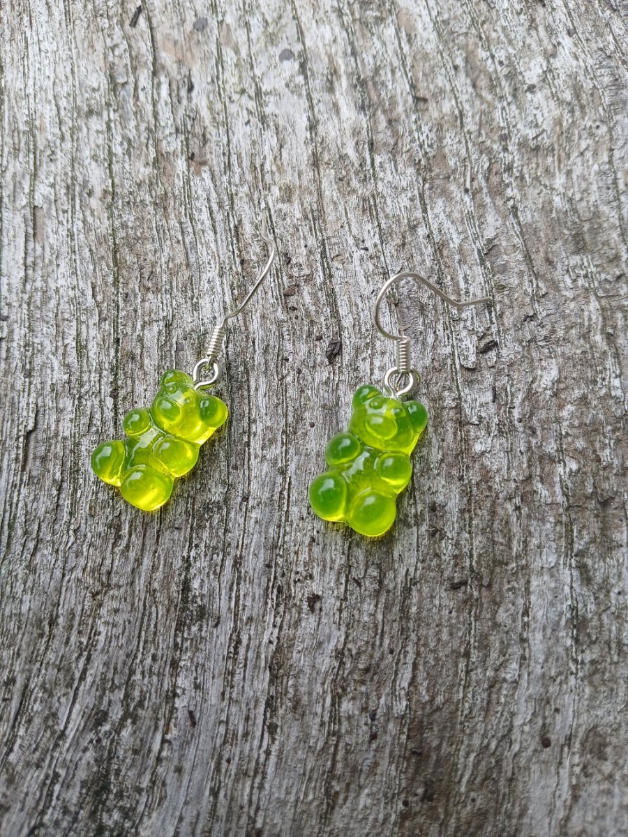 náušnice - medvídek zelený