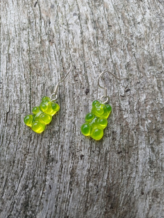 náušnice - medvídek zelený