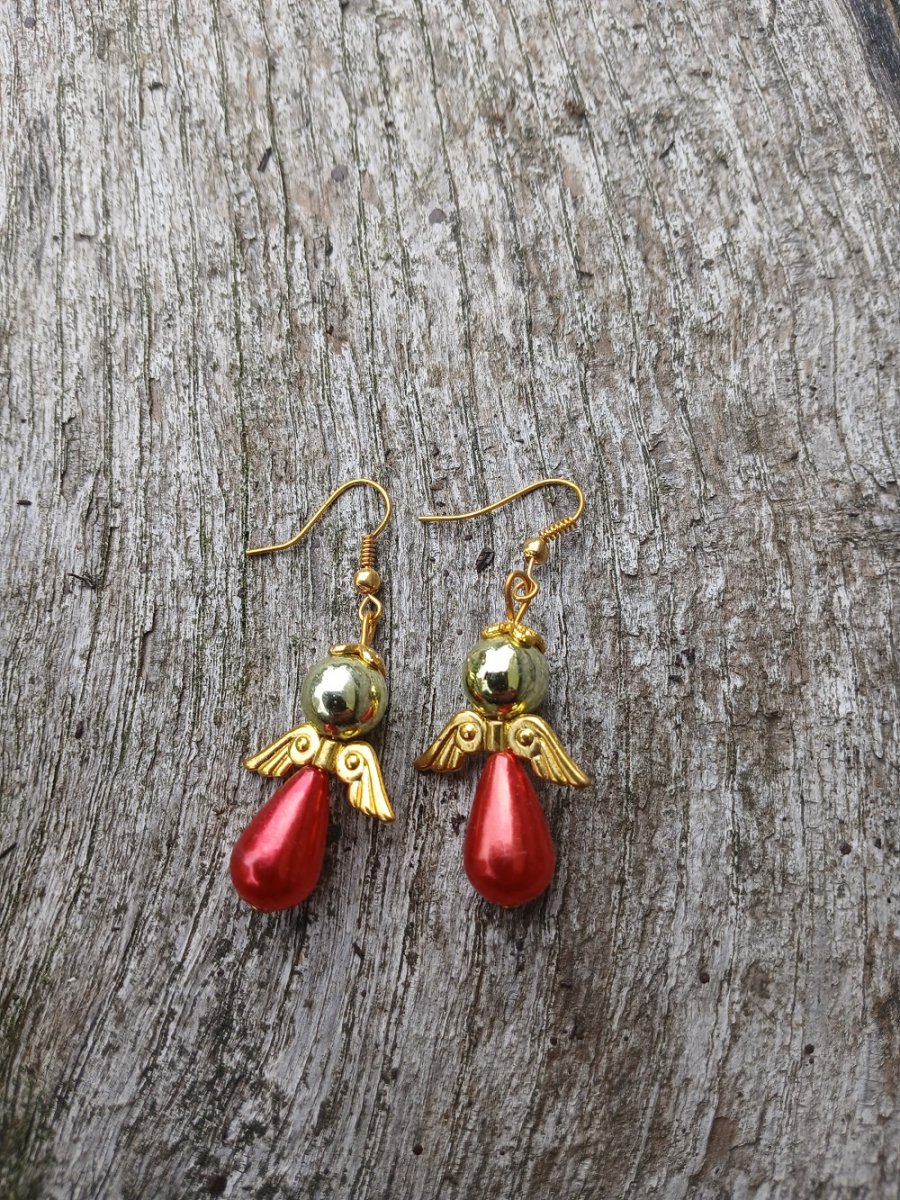 náušnice andělské - červený andílek