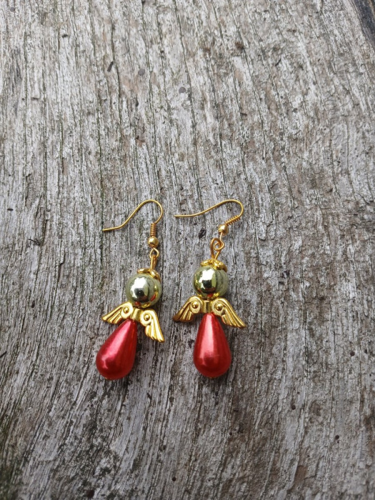 náušnice andělské - červený andílek