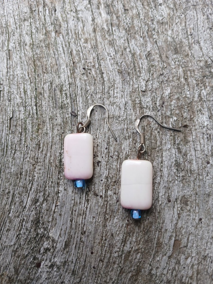 náušnice růžové obdélníčky
