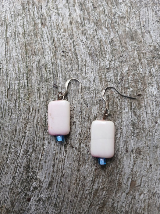 náušnice růžové obdélníčky