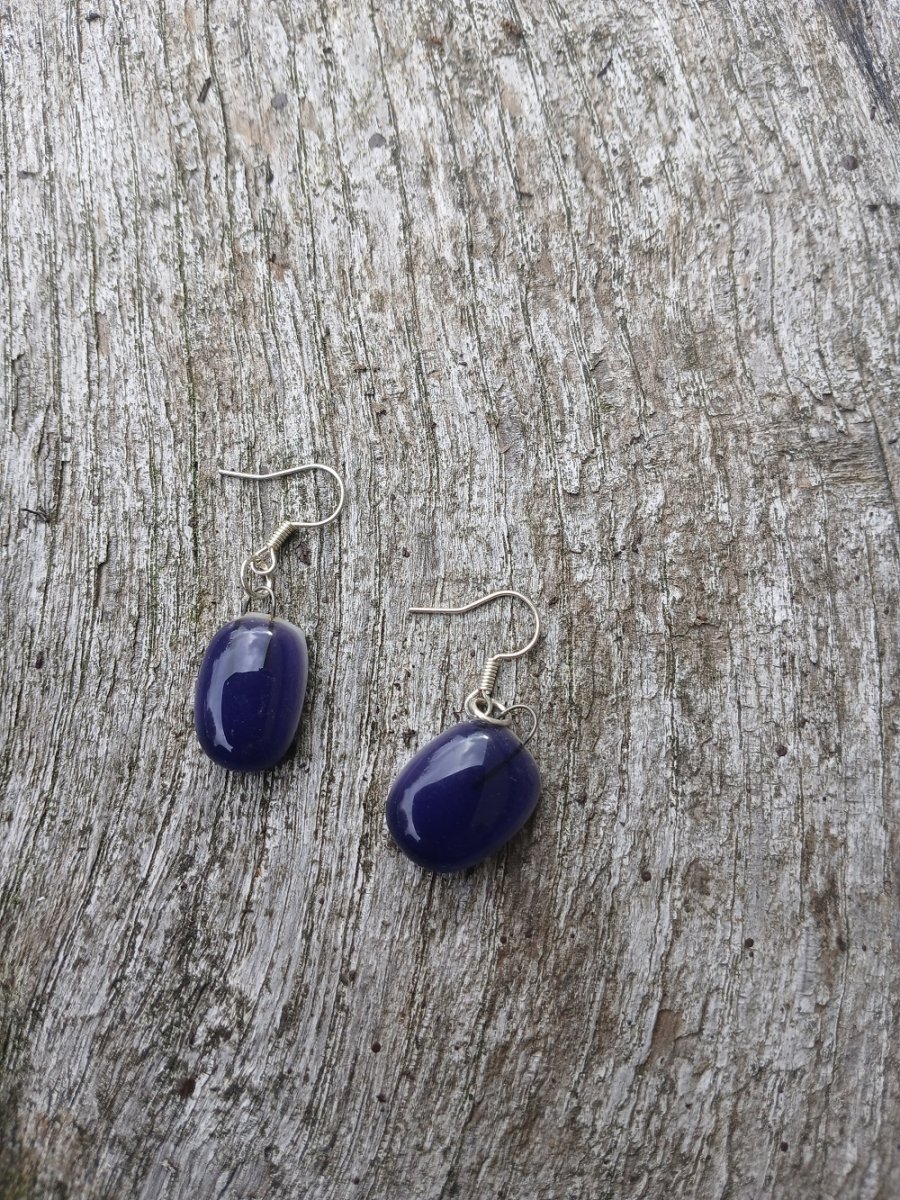 náušnice modro bílé