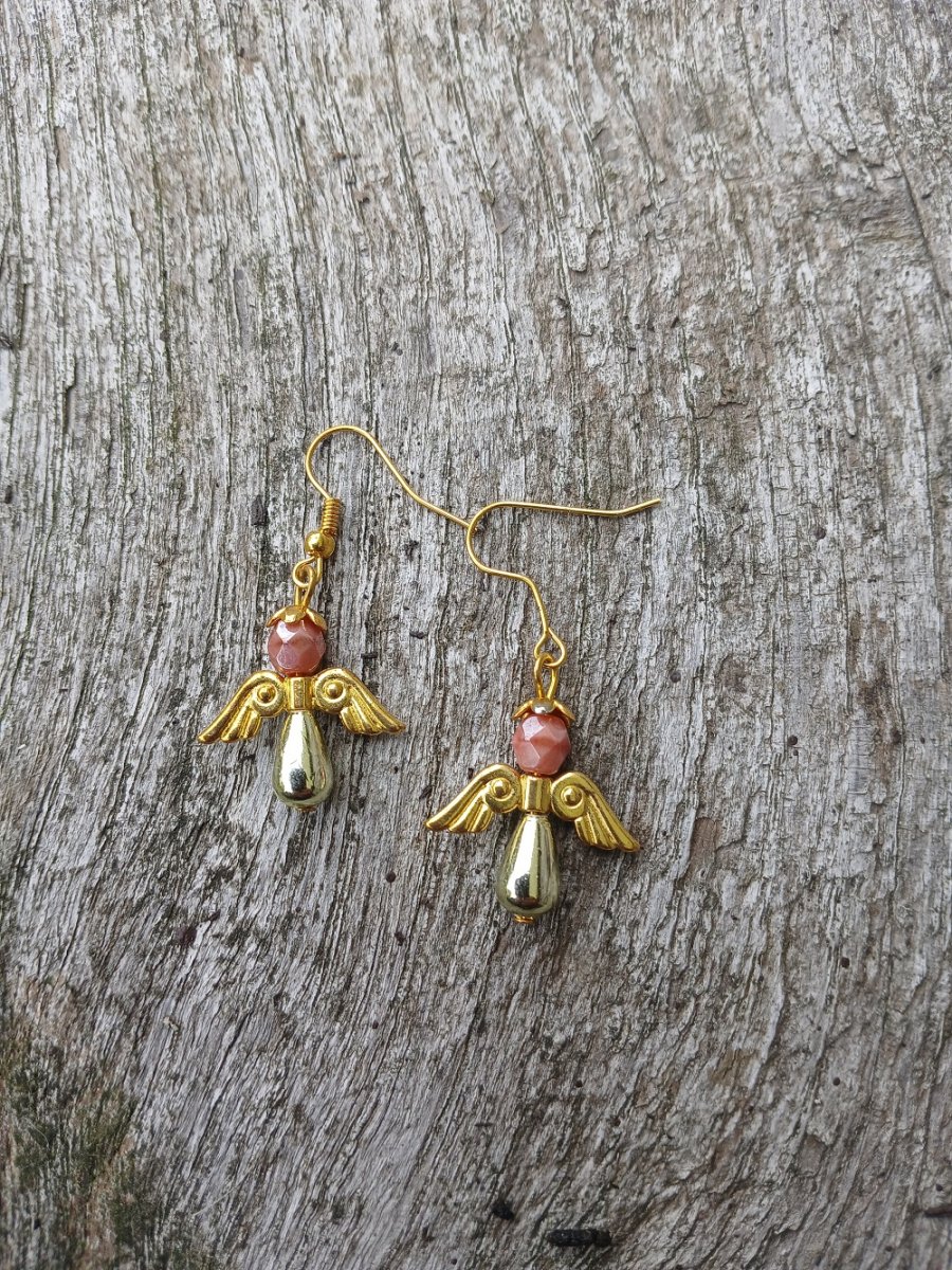 náušnice - malý zlatý andílek