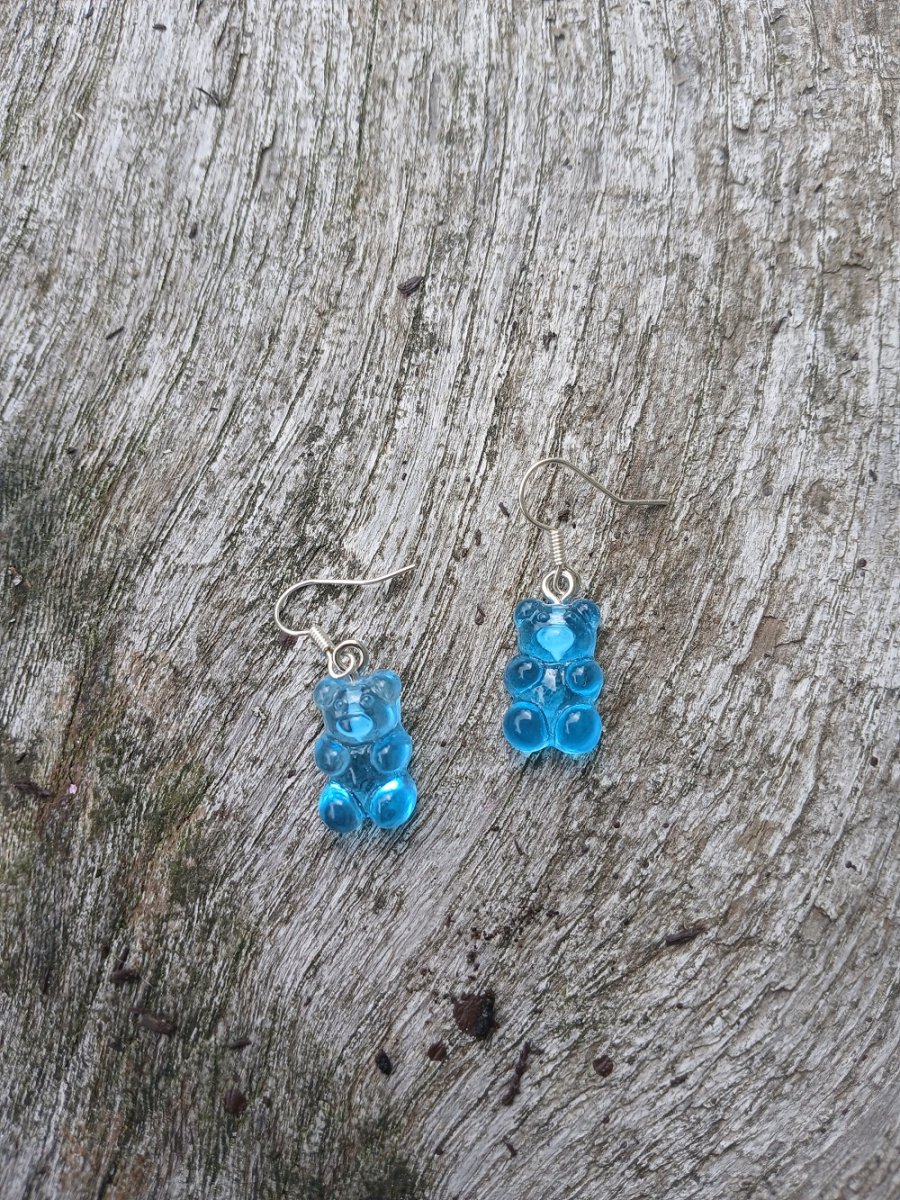 náušnice - medvídek modrý