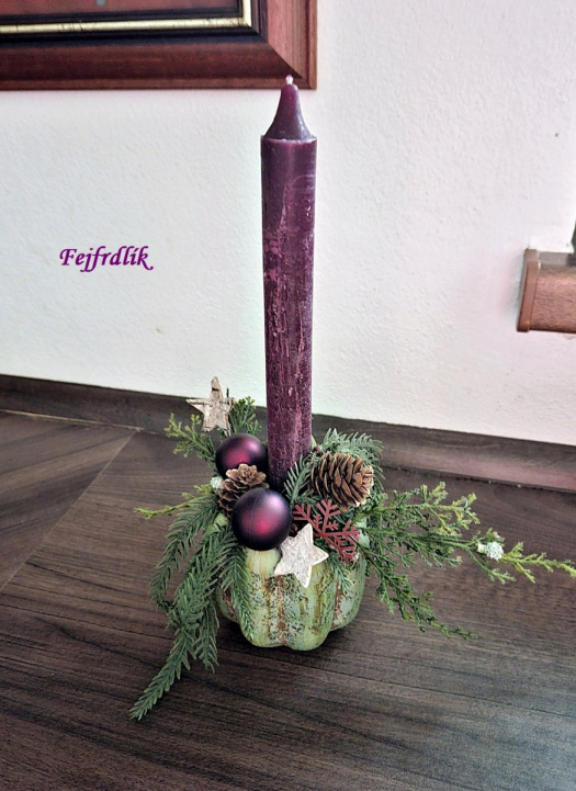 vánoční rustikální svícen..