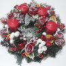 Adventní věnec z živého chvojí -červený 