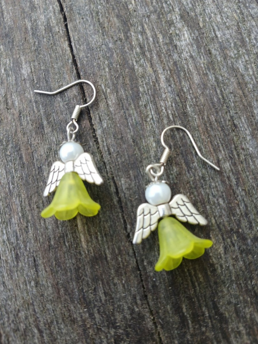 náušnice andělské zeleno bílý andílek