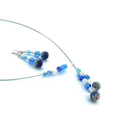 Modročirý třpytivý jednoduchý náhrdelník - 2