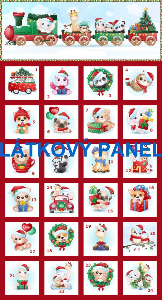 BAVLNĚNÝ PANEL / NA ADVENTNÍ KALENDÁŘ/  33X60 cm  AKN207č