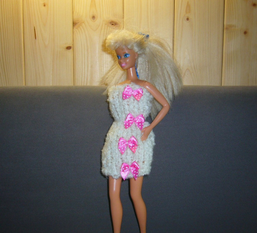 Barbie - šatičky pletené bílé (20_45)