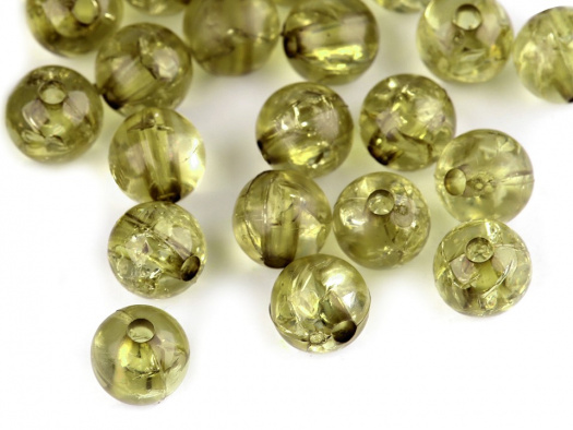 Plastové korálky kraklované 8 mm (50ks) - khaki