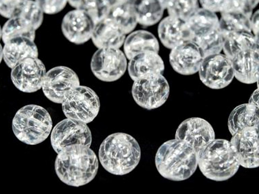 Plastové korálky kraklované 8 mm (50ks) - transparentní