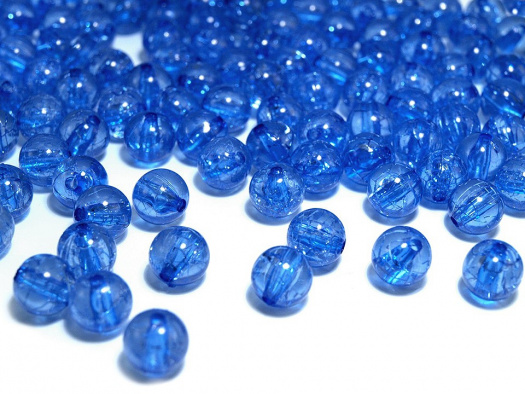 Plastové korálky kraklované 8 mm (50ks) - modrá