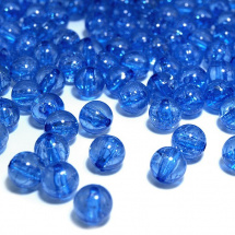 Plastové korálky kraklované 8 mm (50ks) - modrá