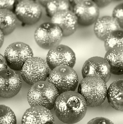 Voskované perly koule Ø12mm vroubkované 4ks- Stříbrné