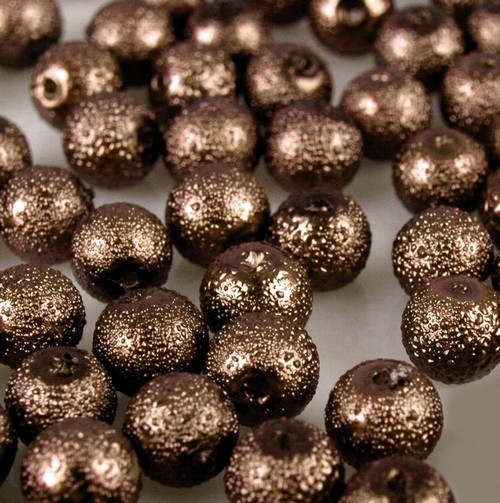 Voskované perly koule Ø12mm vroubkované 4ks- Hnědé