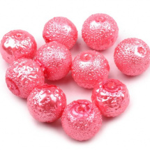 Voskované perly koule Ø8mm vroubkované 10ks- Růžové