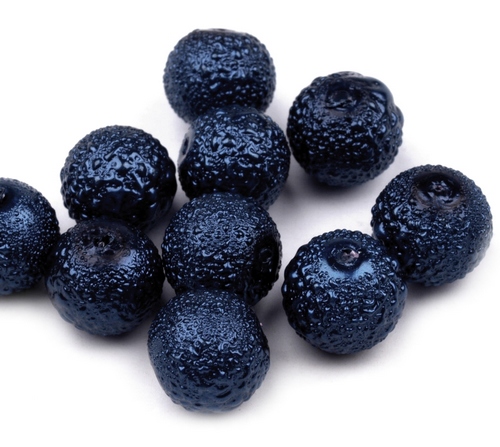 12ks Voskované perly koule Ø8mm vroubkované - Modré