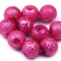 Voskované perly koule Ø8mm vroubkované 10ks- Růžové syté