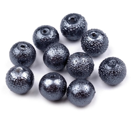 Voskované perly koule Ø8mm vroubkované 4ks- Šedé(hematitové)