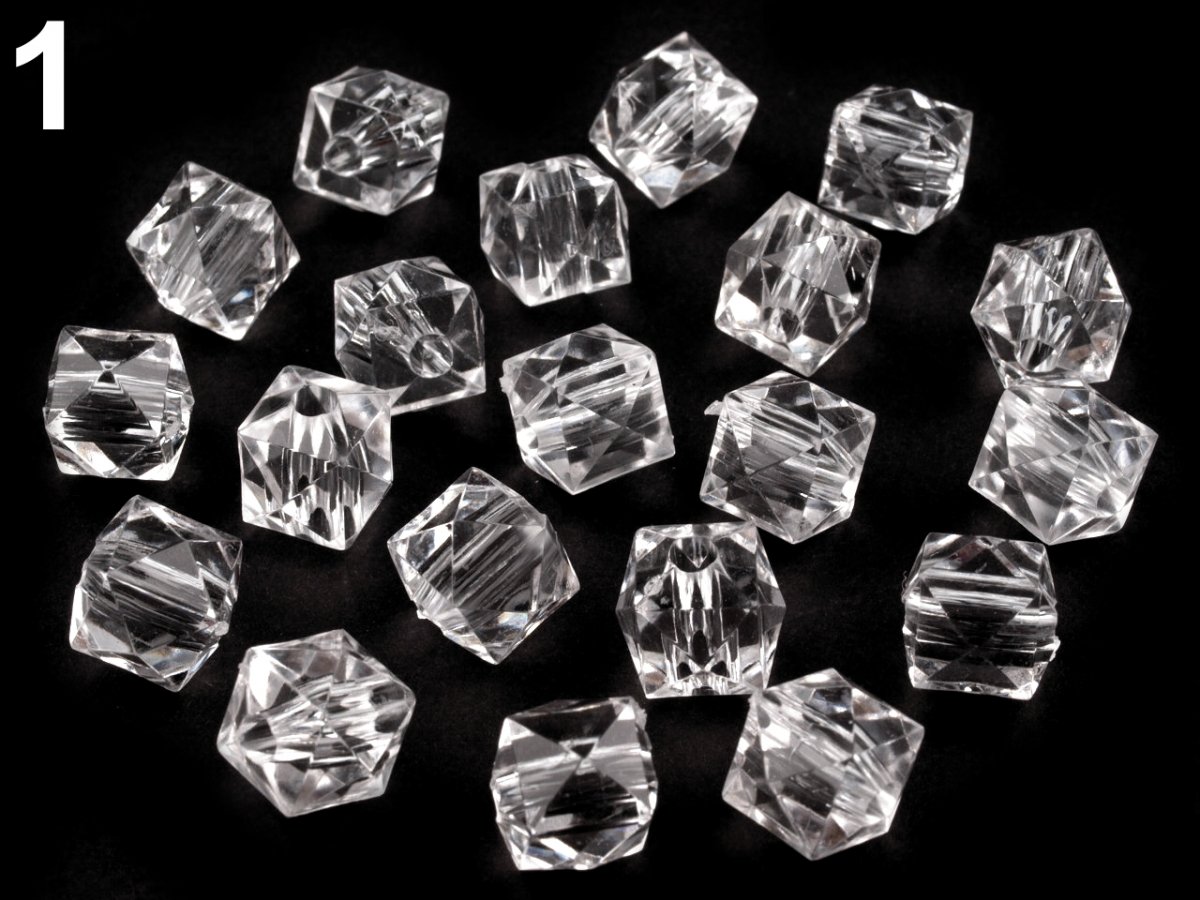 Plastové broušené korálky 12x12 mm kostka