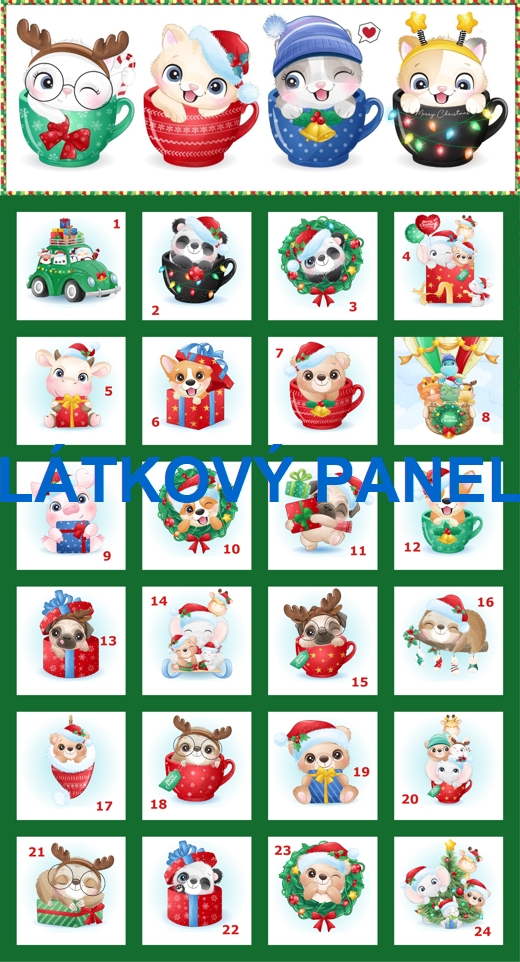 BAVLNĚNÝ PANEL / I NA ADVENTNÍ KALENDÁŘ/ 32X60 cm  AKN211Č - SKLADEM