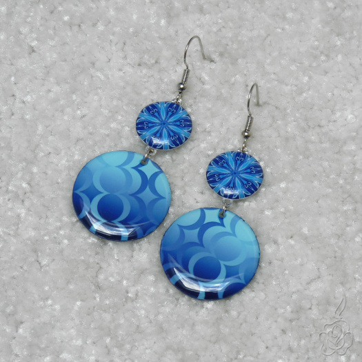 Modré dvoupatrové náušnice