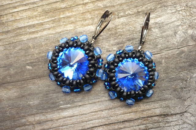 Temně modré - swarovski 