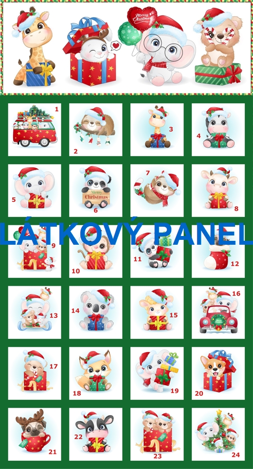 BAVLNĚNÝ PANEL / I NA ADVENTNÍ KALENDÁŘ/ 32X60 cm  AKN225Č - SKLADEM