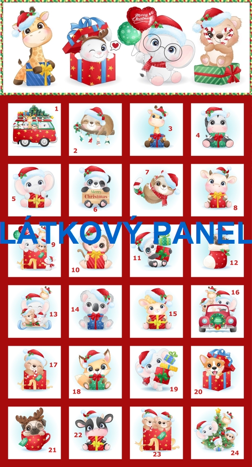 BAVLNĚNÝ PANEL / NA ADVENTNÍ KALENDÁŘ/  33X60 cm  AKN226č