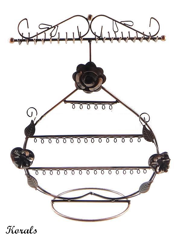 2279 Stojánek na šperky - měděný s květinou 