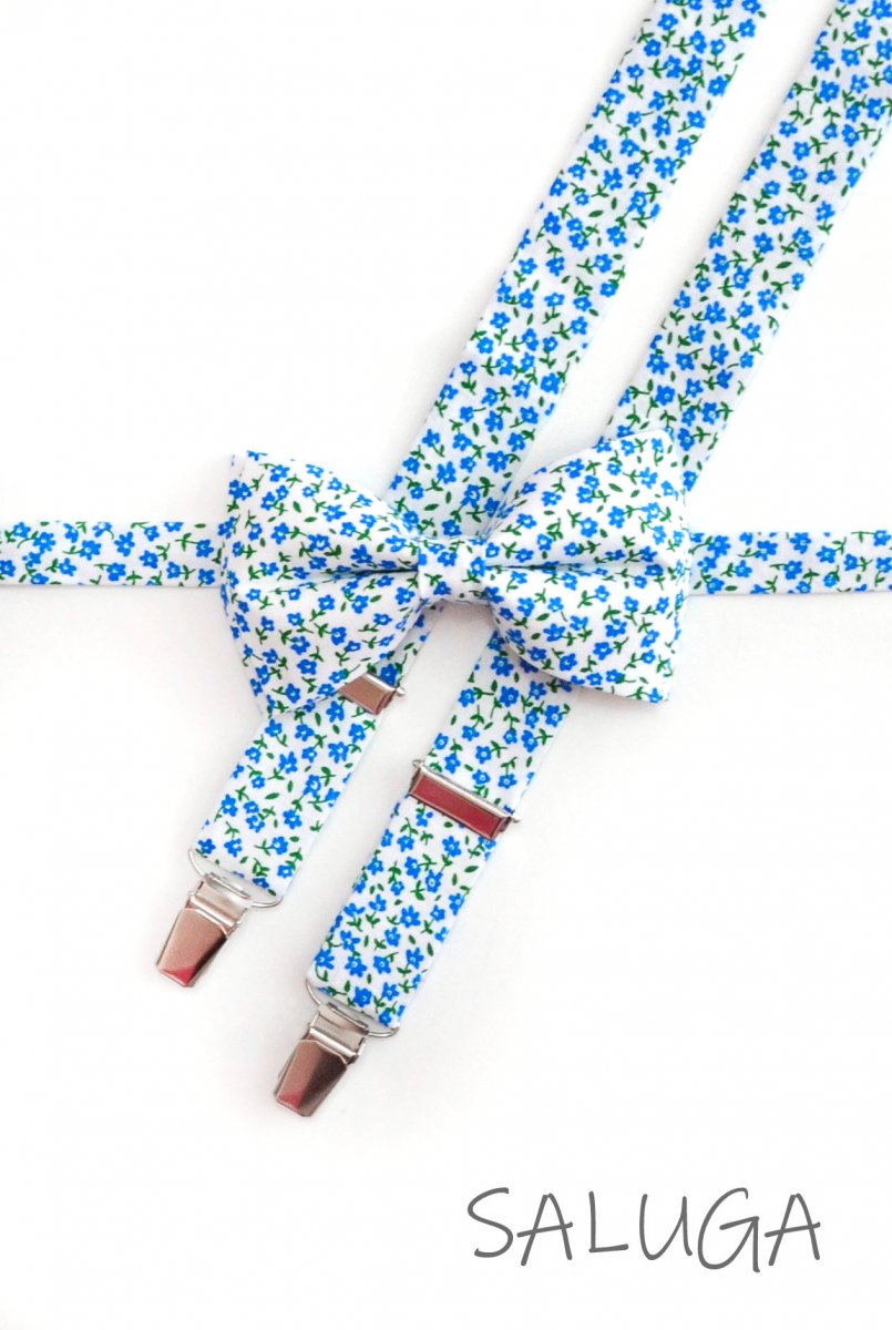 Pánský set - motýlek a šle kvetovaný