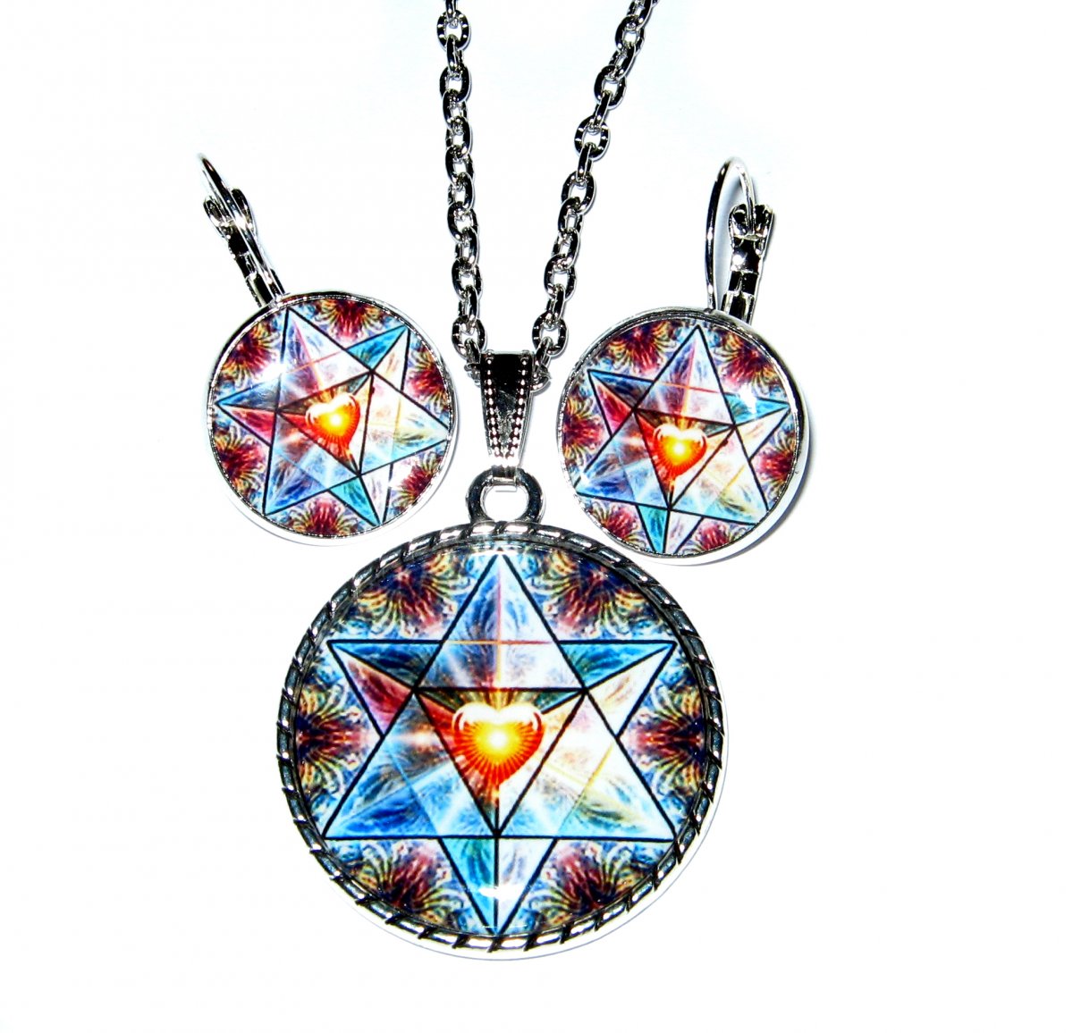 Souprava...Hexagram v kruhu,silný symbol ochrany. 