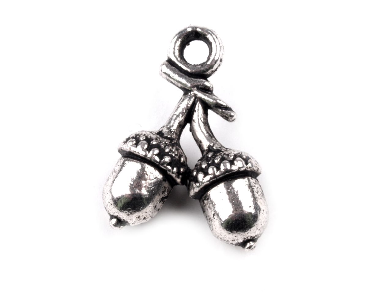 Přívěsek žaludy 8x15 mm - 2 ks - starostříbrný