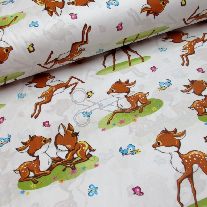 Bavlněná látka - metráž - srnky - š.240 cm